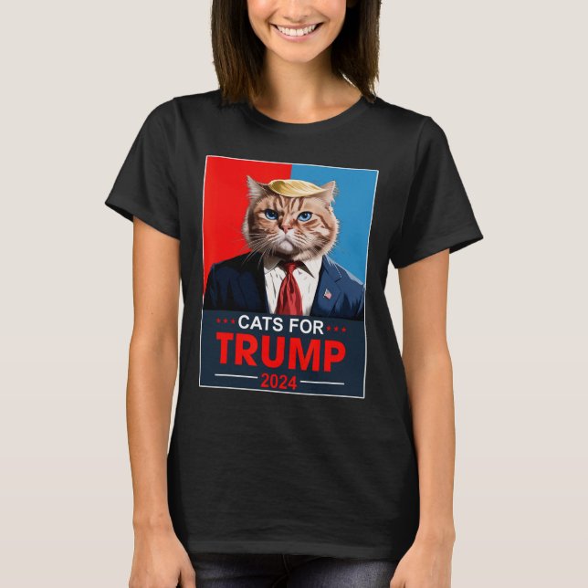 Camiseta Gatos Para Trump 2024 Divertido Voto Para Los Gato (Anverso)