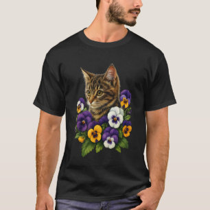 Camiseta Gatos Pensamientos Flores Pensamiento Amante Gatit