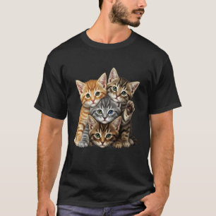 Camiseta Gatos pequeños lindos jugando construyen pared par