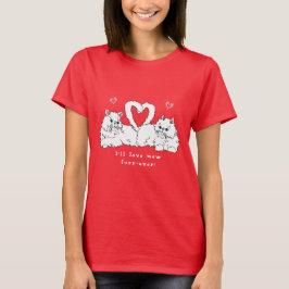 Camiseta Gatos persas blancos con corazón