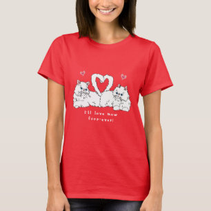 Camiseta Gatos persas blancos con corazón