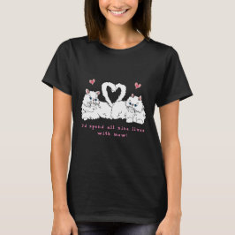 Camiseta Gatos persas blancos con corazón