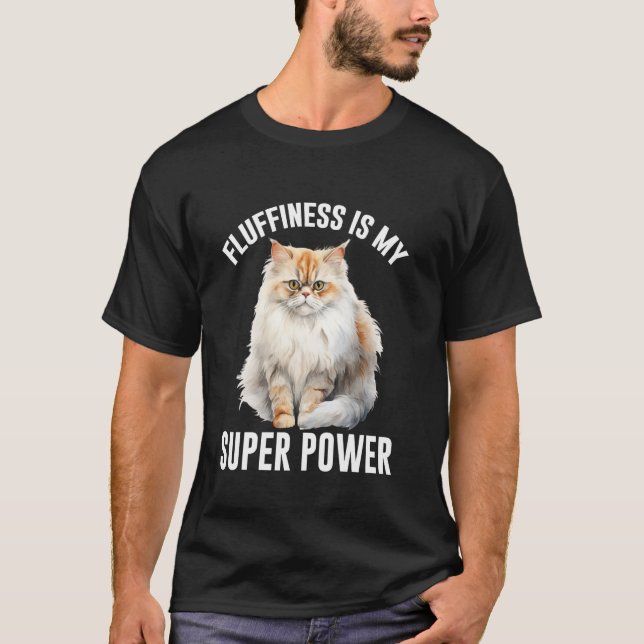 Camiseta Gatos Persas LA PELUSA ES MI SUPERPODER Divertido  (Anverso)