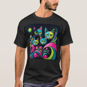 Camiseta Gatos Personalizados Retro Sci-Fi