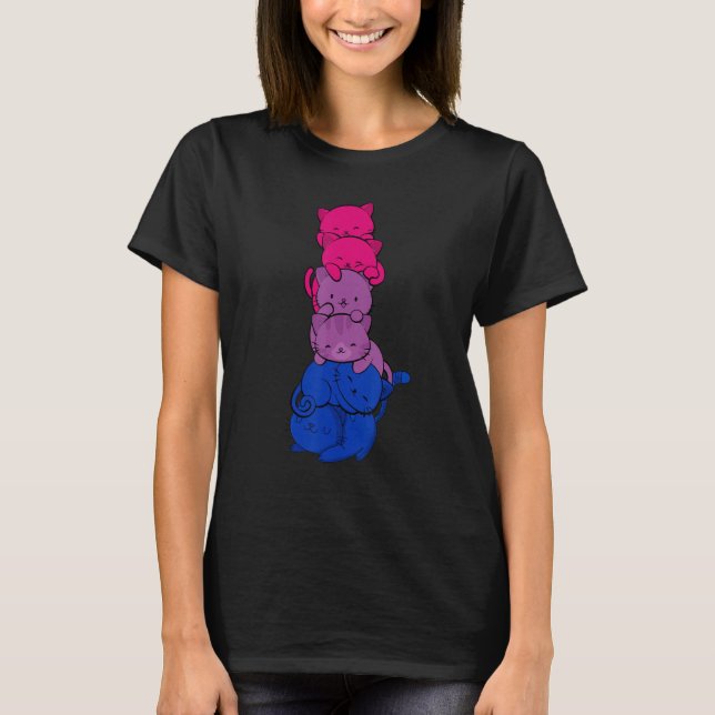 Camiseta Gatos Pile Bisexuality Flag Bisexual Lgbt Pride Mo (Anverso)