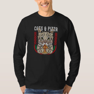 Camiseta Gatos Pizza Pizza Gato Comer Pizza Animales Hombre
