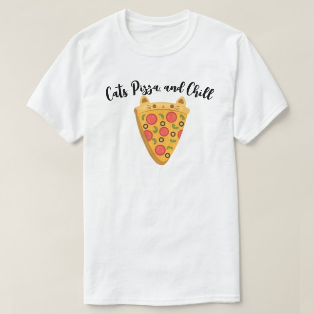 Camiseta Gatos, pizza y Chill (Diseño del anverso)