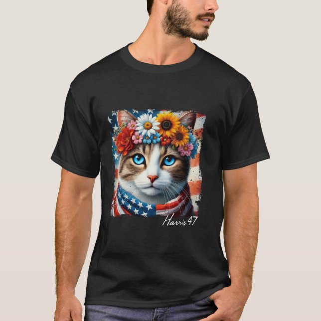 Camiseta Gatos por Kamala Harris 2024 Presidente 47 Camiset (Anverso)