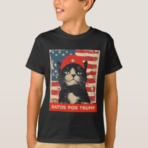 Camiseta Gatos Por Trump Español Divertido Gato Apoyo Polít