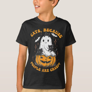 Camiseta Gatos Porque La Gente Es Espeluznante Halloween Ga