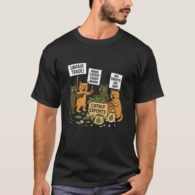 Camiseta Gatos protestan contra aranceles divertido sarcást (Anverso)