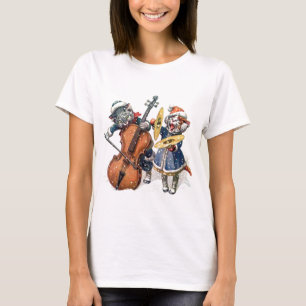 Camiseta Gatos que juegan música del navidad en la nieve