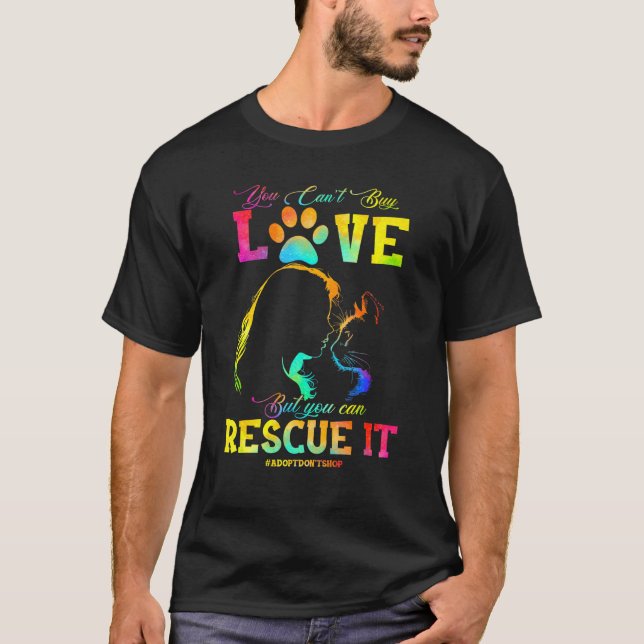 Camiseta Gatos Que No Puedes Comprar Amor Pero Puedes Resca (Anverso)