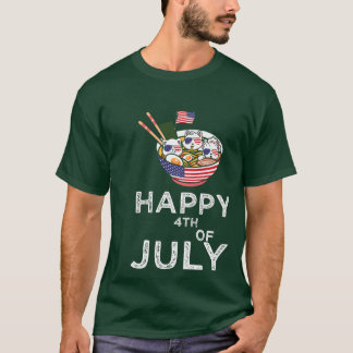Camiseta Gatos Ramen Anime Bandera Estadounidense Estados U