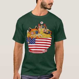 Camiseta Gatos Ramen Anime Bandera Estadounidense Graciosos