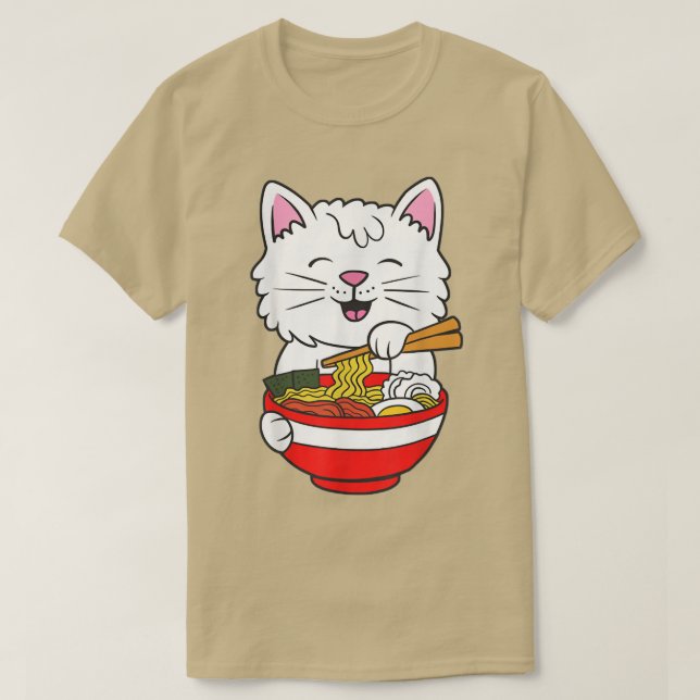 Camiseta Gatos Ramen Anime Kawaii Neko  (Diseño del anverso)