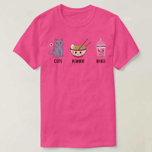 Camiseta Gatos Ramen Boba Tea Lover Tea Drinker Tea Breve  (Diseño del anverso)