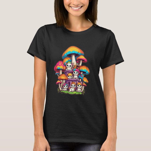Camiseta Gatos Rave Arcoíris Trippy Psicodélico (Anverso)
