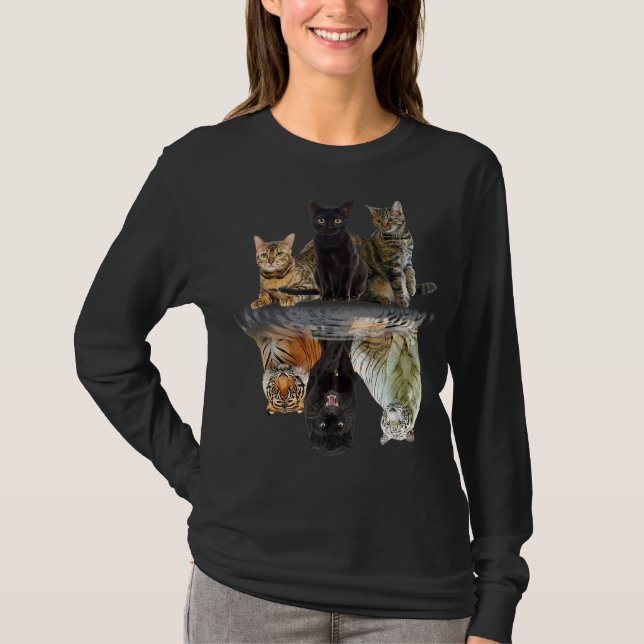 Camiseta Gatos Reflejan Amantes De Gato Amantes De Un Tigre (Anverso)