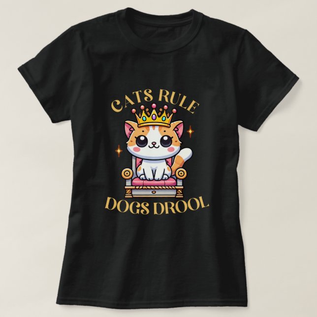 Camiseta Gatos regla Perros Drool - Gracioso Gato Amante (Diseño del anverso)