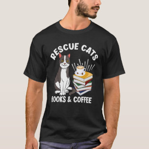 Camiseta Gatos Rescatados Libros Y Café