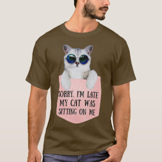 Camiseta Gatos Retro 90 Lo siento, tarde mi gato estaba sen