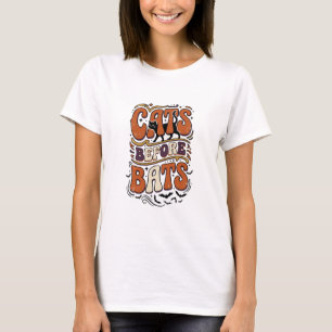 Camiseta Gatos Retro Antes de Murciélagos Tipografía Negra 