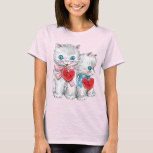 Camiseta Gatos retro del día de San Valentín, gatitos vinta