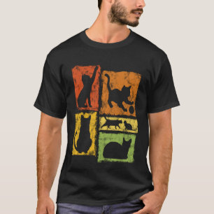 Camiseta Gatos Retro Poses Típicas Gráfico para Papás Gatos