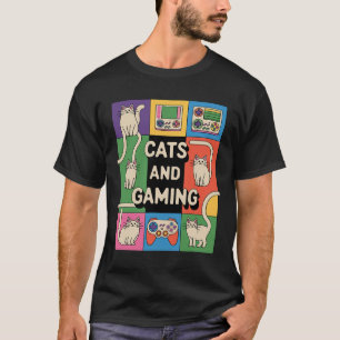 Camiseta Gatos Retro Y Juegos Divertido Amante De Los Gatos
