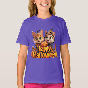 Camiseta Gatos Rojos Adorables con Sombreros de Bruja en Ca