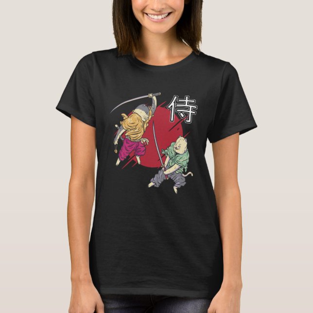 Camiseta Gatos Samurai Japonés (Anverso)