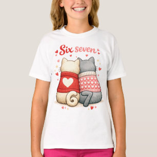 Camiseta Gatos San Valentín 6 7 , 67 Seis Siete San Valenti