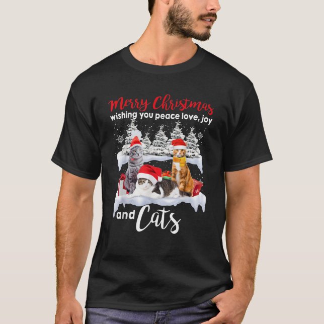 Camiseta Gatos santa en Navidades de invierno de nieve340 (Anverso)