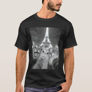 Camiseta Gatos Selfie en París, Gatos visitando París, Viaj