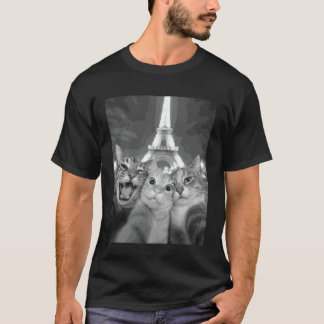 Camiseta Gatos selfie en París, Gatos visitando París, Viaj