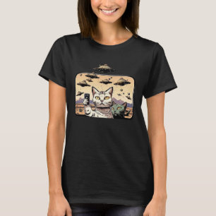 Camiseta gatos selfie ovni naves espaciales Gatitos Gatos  