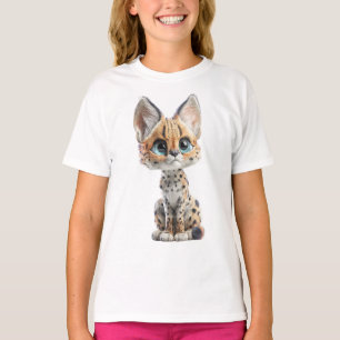 Camiseta Gatos Serval Manchados De Ojos Grandes Lindos Niño