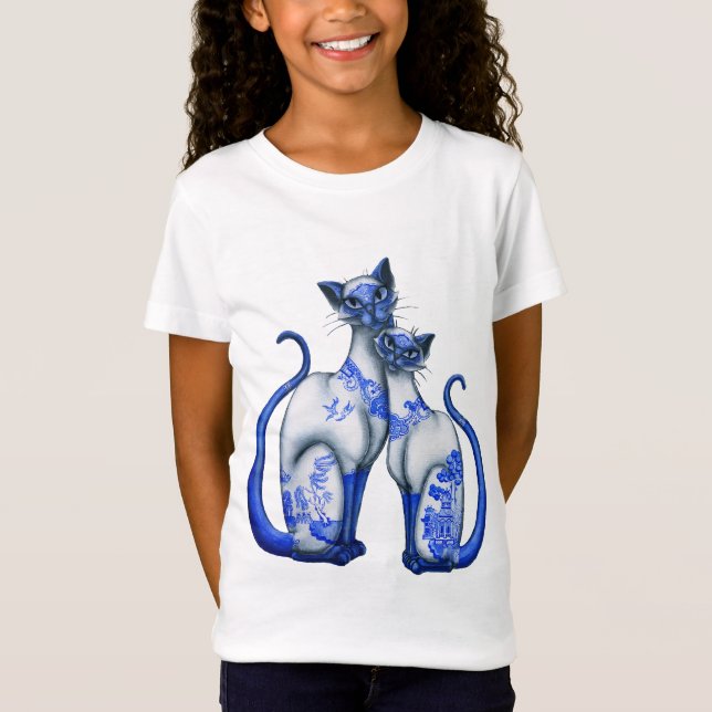 Camiseta Gatos siameses del sauce azul (Anverso)