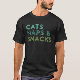 Camiseta Gatos Siestas y Snacks Cita Dicho Meme