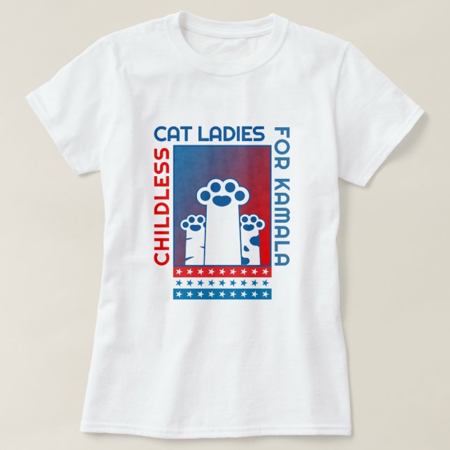 Camiseta Gatos sin niños damas de Kamala Patriótica (Diseño del anverso)
