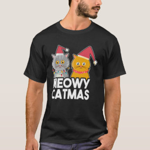 Camiseta Gatos Sombrero de Santa Navidad Meowy Catmas Gato