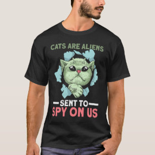 Camiseta Gatos Son Aliens Enviados A Espiarnos Gato Alien
