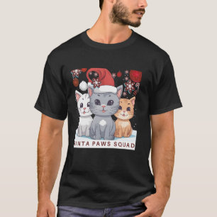 Camiseta Gatos sonrientes guapos vistiendo Navidades Santa 