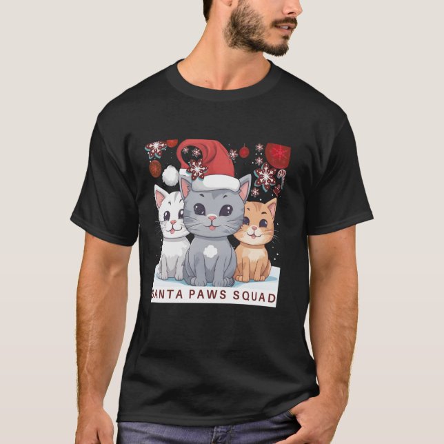 Camiseta Gatos sonrientes guapos vistiendo Navidades Santa  (Anverso)