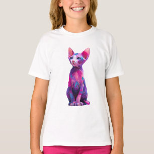 Camiseta Gatos Sphynx Acuarela Abstracta Niños