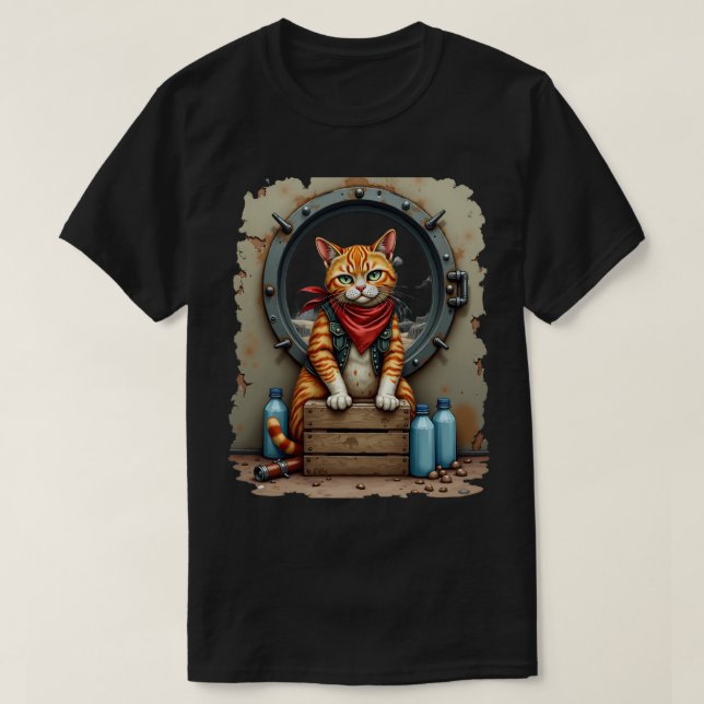 Camiseta Gatos Supervivientes Post Apocalípticos en un Bunk (Diseño del anverso)