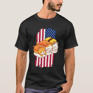 Camiseta Gatos Sushi Bandera Americana 4 De Julio Gato Patr