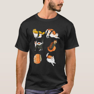 Camiseta Gatos Sushi Cocina Japonesa Salmón Pescado Asiátic