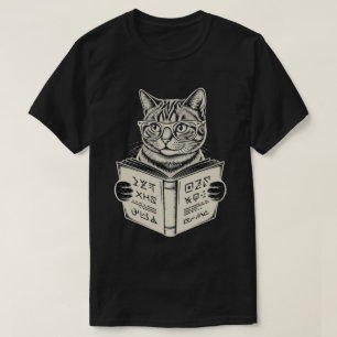 Camiseta Gatos Tabby Empollones Gafas Leyendo Libro Arte